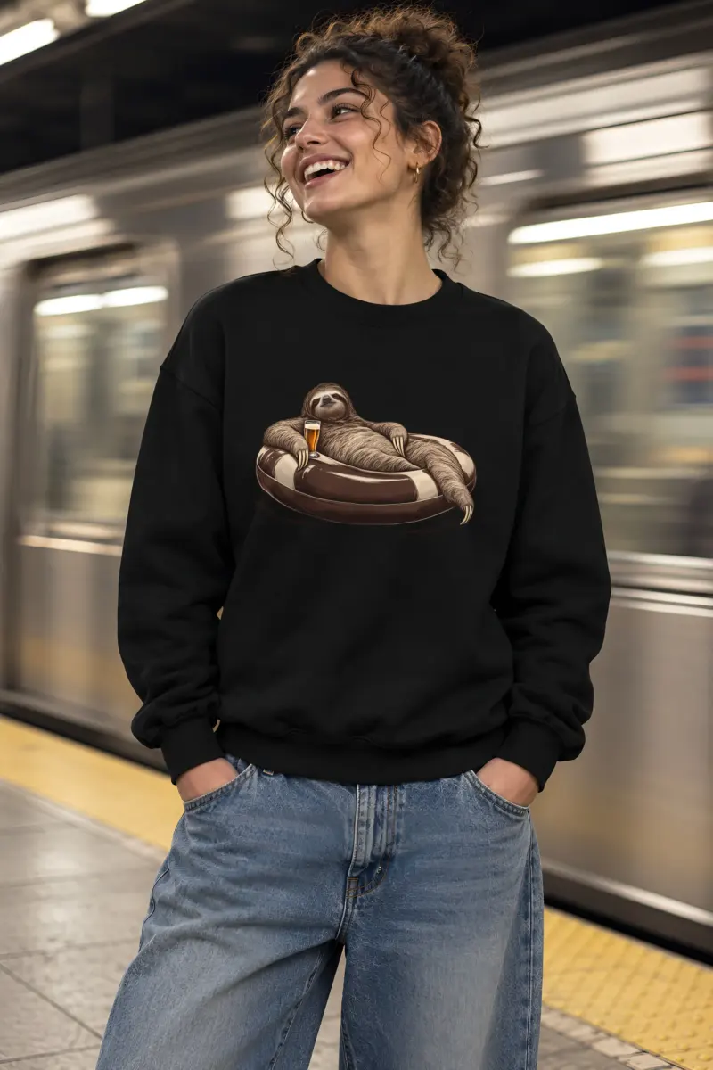 "Sloth Leisure Study" Heavy Blend Unisex Crewneck Sweatshirt