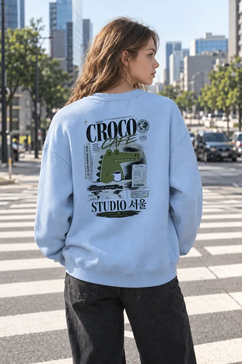 “Slow Morning Croco” Heavy Blend Unisex Crewneck Sweatshirt | Gildan 18000