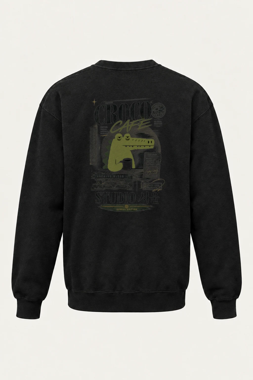 "Slow Morning Croco" Unisex Sponge Fleece Crewneck Sweatshirt | Bella + Canvas 3901