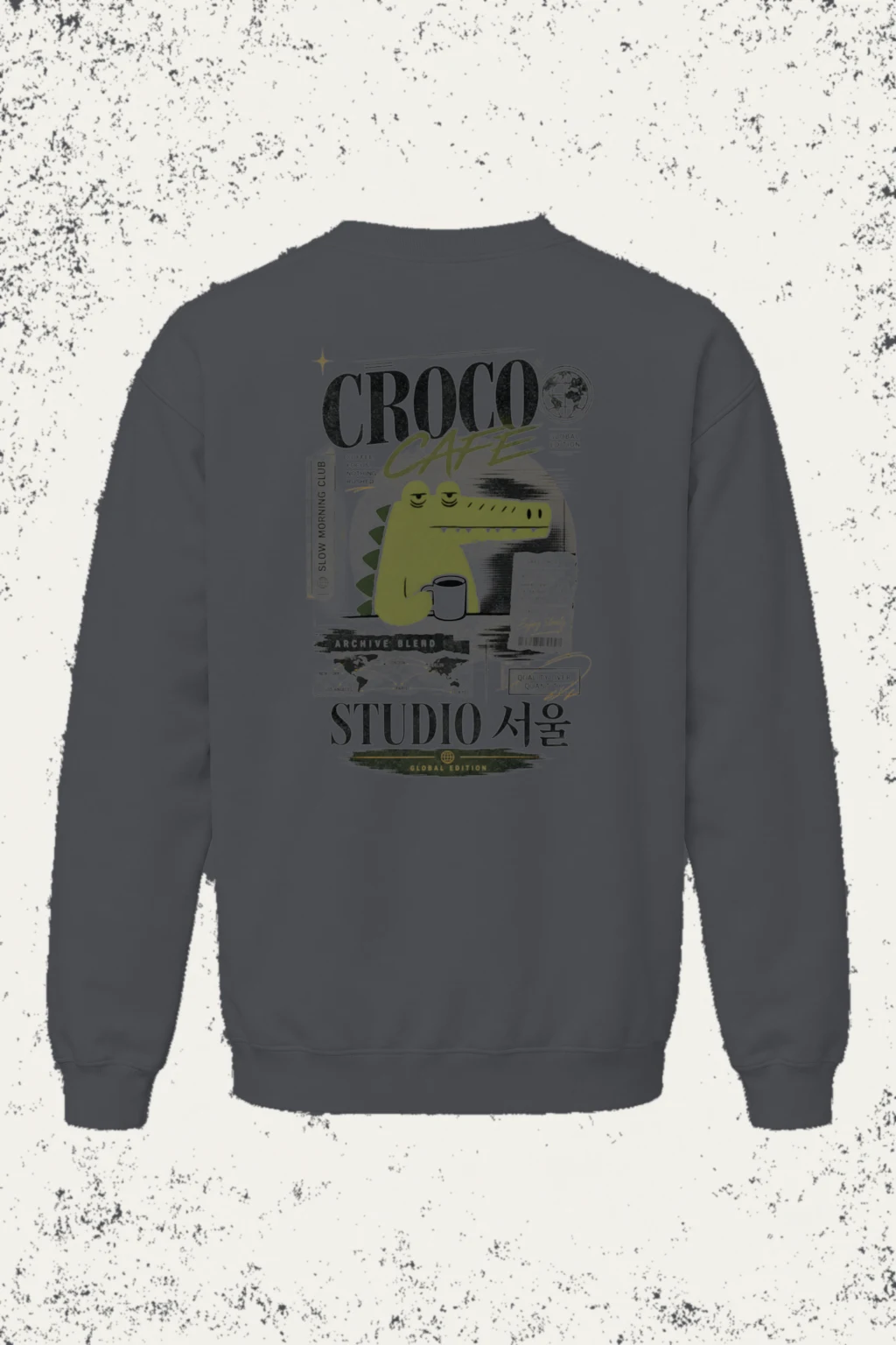 "Slow Morning Croco" Unisex Sponge Fleece Crewneck Sweatshirt | Bella + Canvas 3901