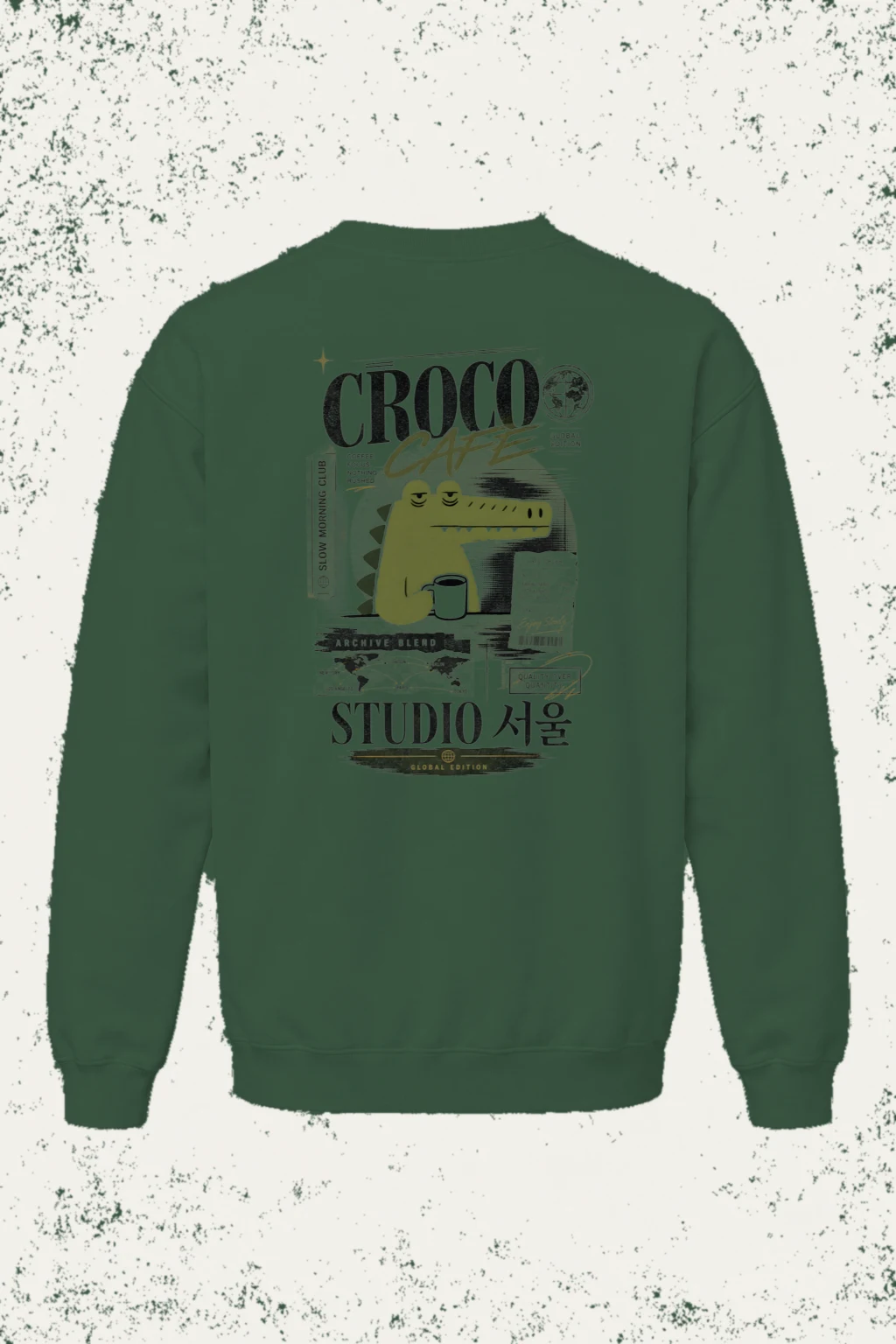 "Slow Morning Croco" Unisex Sponge Fleece Crewneck Sweatshirt | Bella + Canvas 3901
