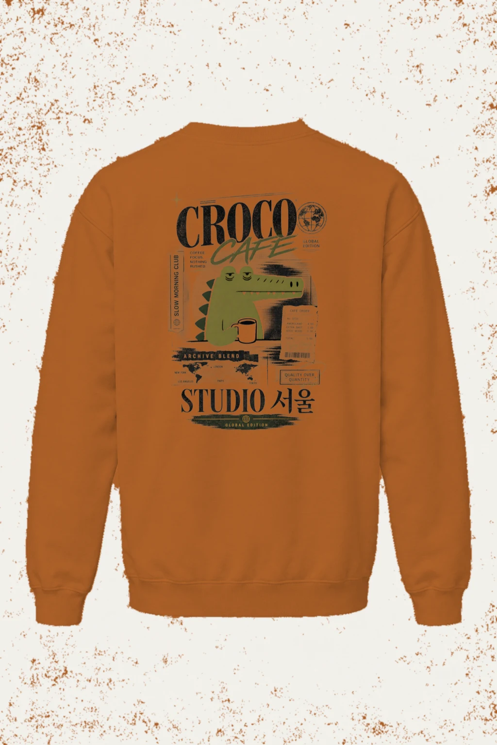 "Slow Morning Croco" Unisex Sponge Fleece Crewneck Sweatshirt | Bella + Canvas 3901