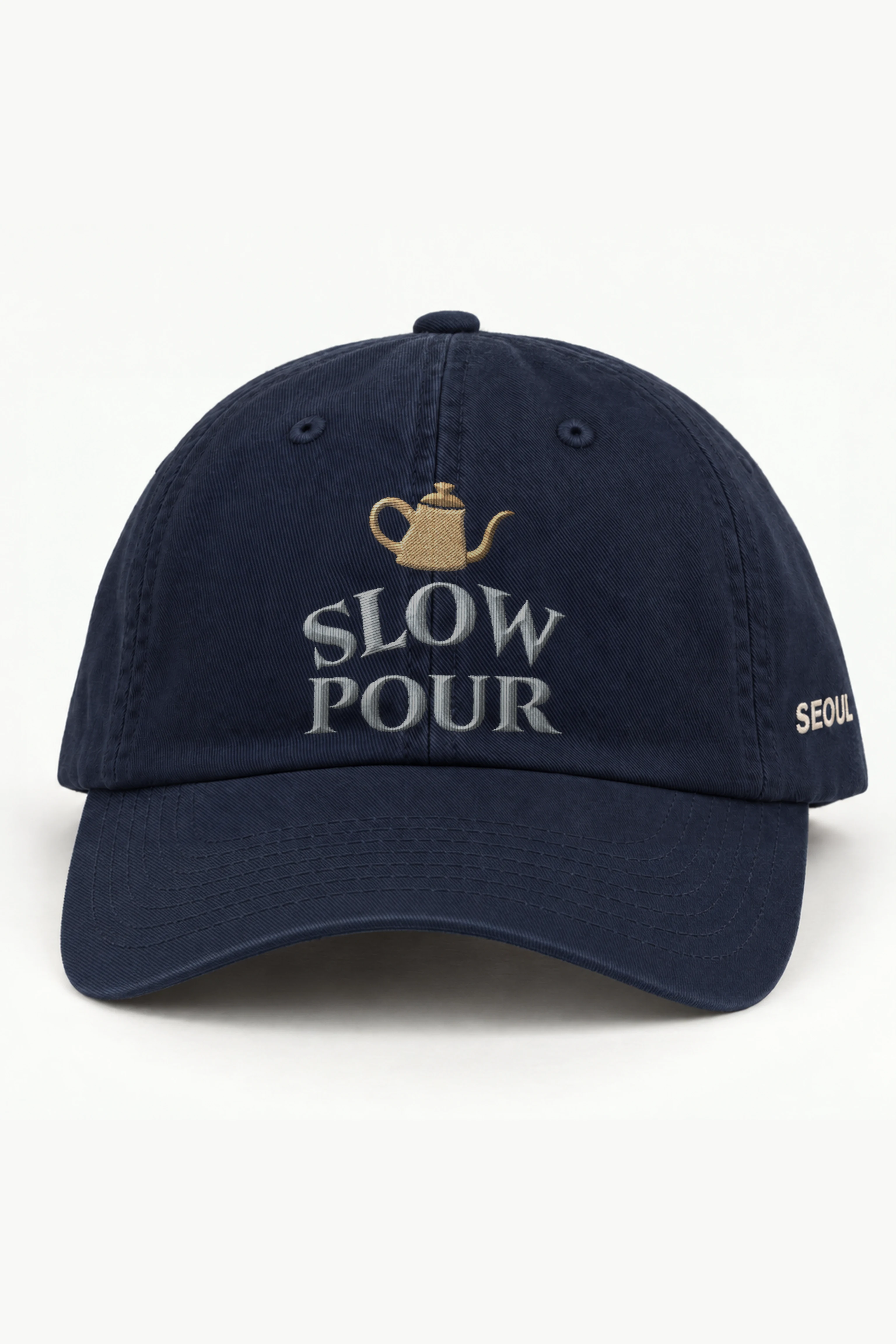 "Slow Pour" Classic Dad Hat · Embroidered — navy/cap-front