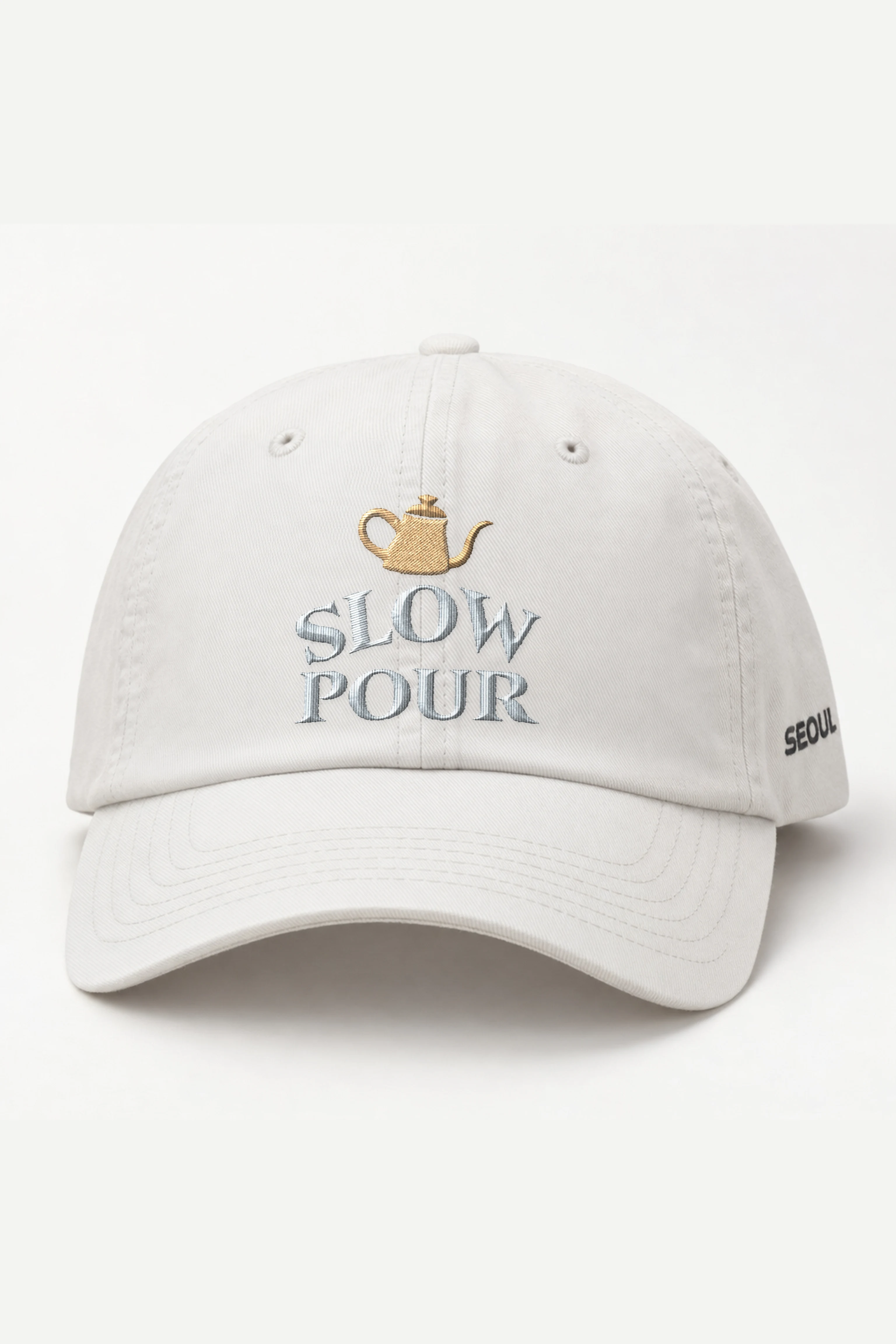 "Slow Pour" Classic Dad Hat · Embroidered — white/cap-front