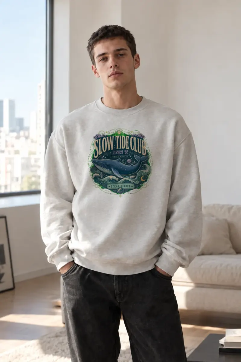 "Slow Tide Club" Heavy Blend Unisex Crewneck Sweatshirt | Gildan 18000