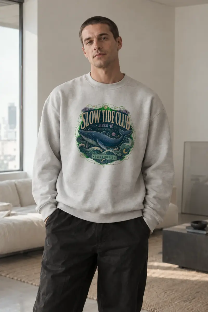 "Slow Tide Club" Heavy Blend Unisex Crewneck Sweatshirt | Gildan 18000