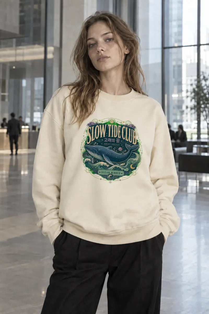 “Slow Tide Club” Unisex Sponge Fleece Crewneck Sweatshirt | Bella + Canvas 3901