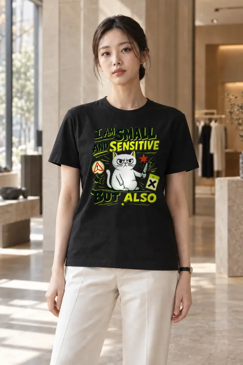"Small And Sensitive" Heavyweight Unisex Crewneck T-shirt | Gildan 5000