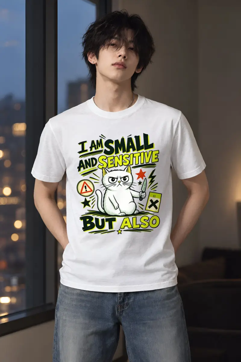 "Small And Sensitive" Heavyweight Unisex Crewneck T-shirt