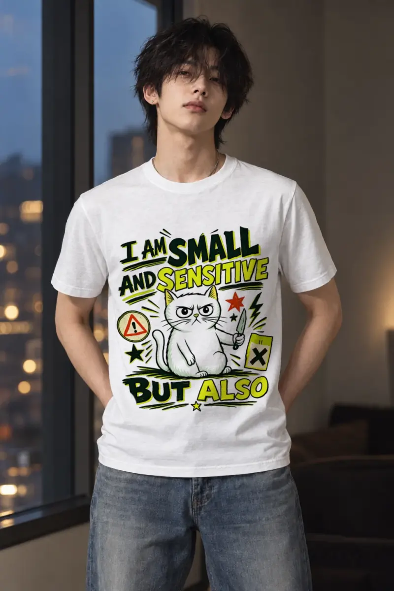 "Small And Sensitive" Heavyweight Unisex Crewneck T-shirt