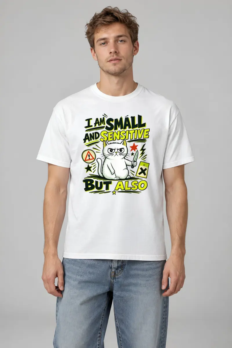 "Small And Sensitive" Heavyweight Unisex Crewneck T-shirt