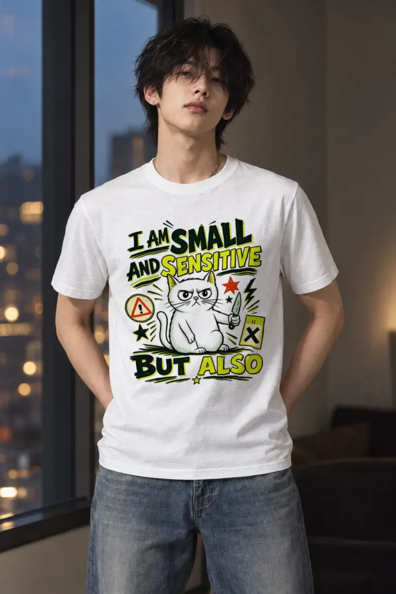 "Small And Sensitive" Heavyweight Unisex Crewneck T-shirt
