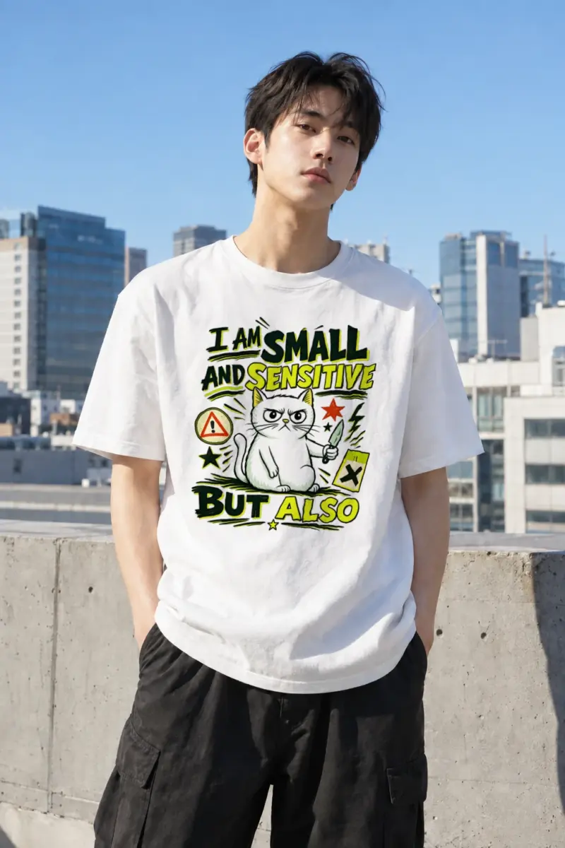"Small And Sensitive" Heavyweight Unisex Crewneck T-shirt