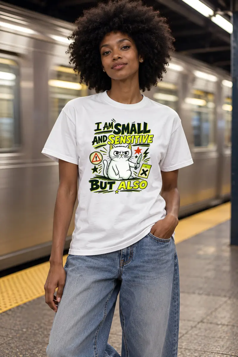 "Small And Sensitive" Heavyweight Unisex Crewneck T-shirt