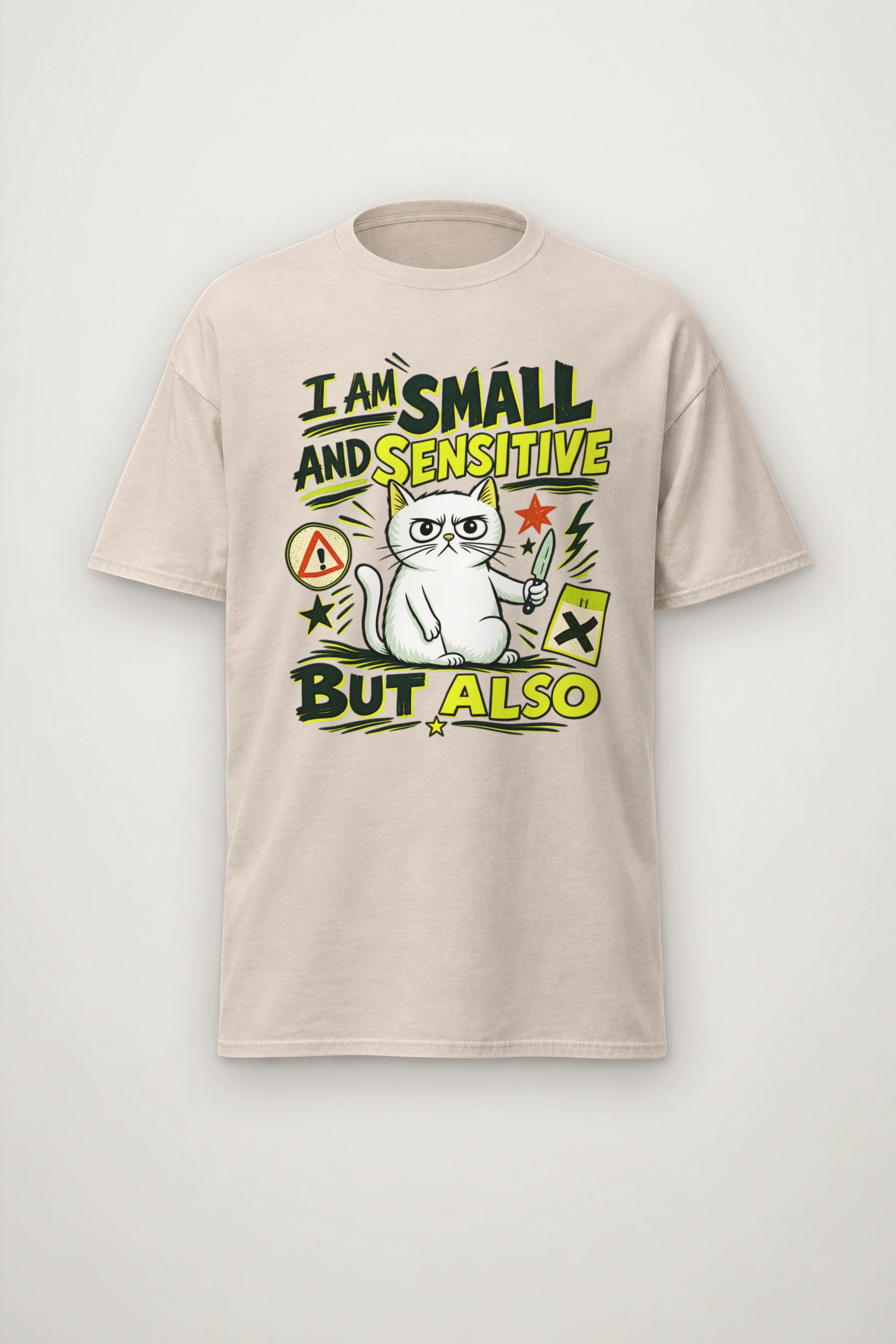 "Small And Sensitive" Heavyweight Unisex Crewneck T-shirt