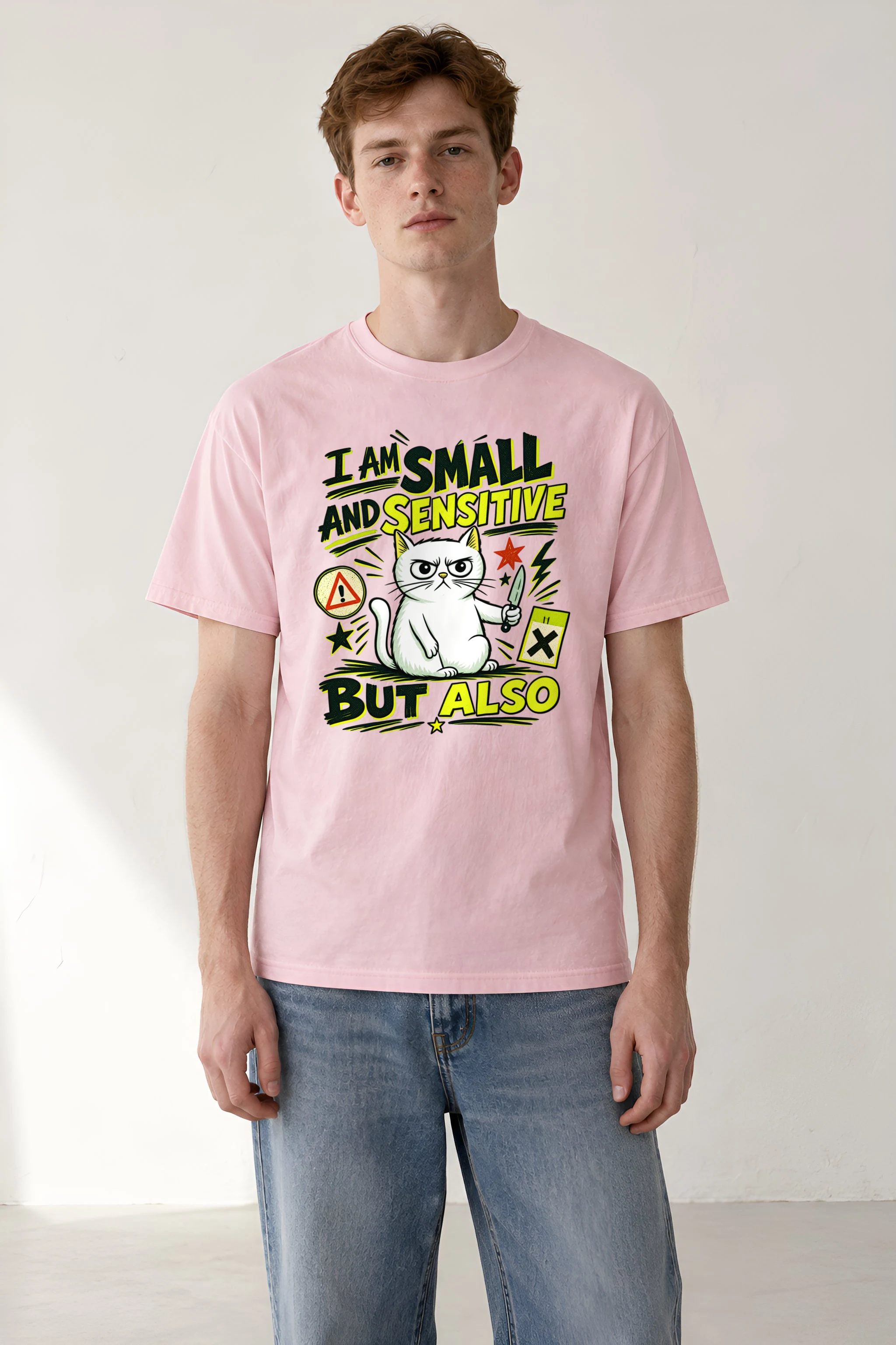 "Small And Sensitive" Heavyweight Unisex Crewneck T-shirt