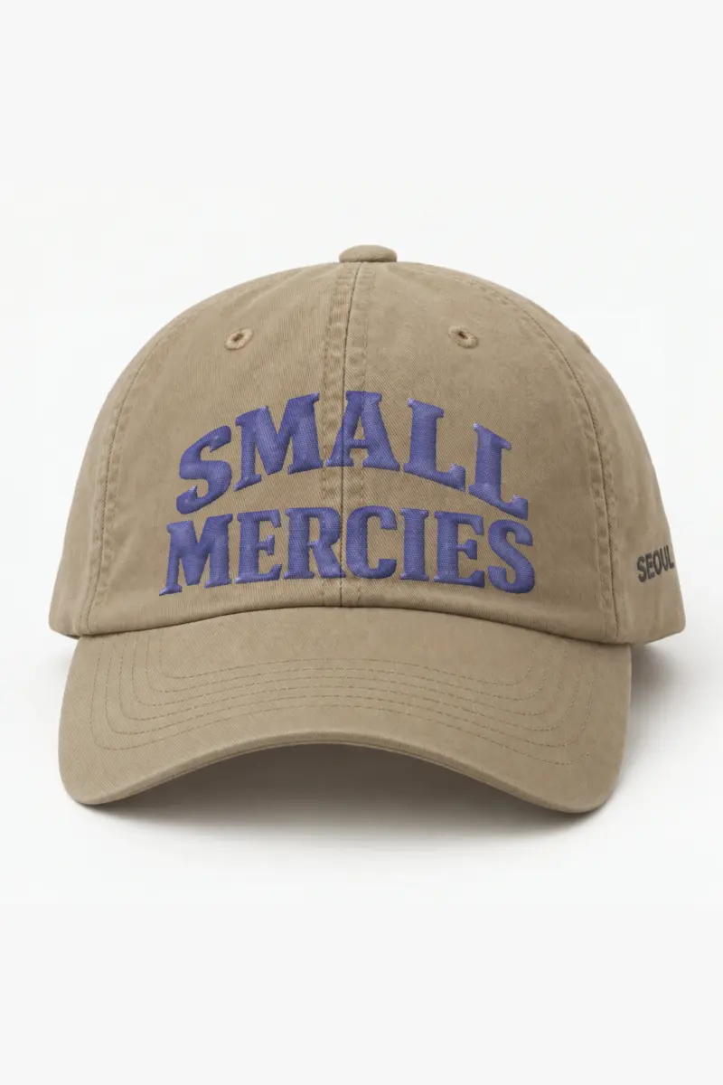 "Small Mercies" Classic Dad Hat · Embroidered — khaki/cap-front