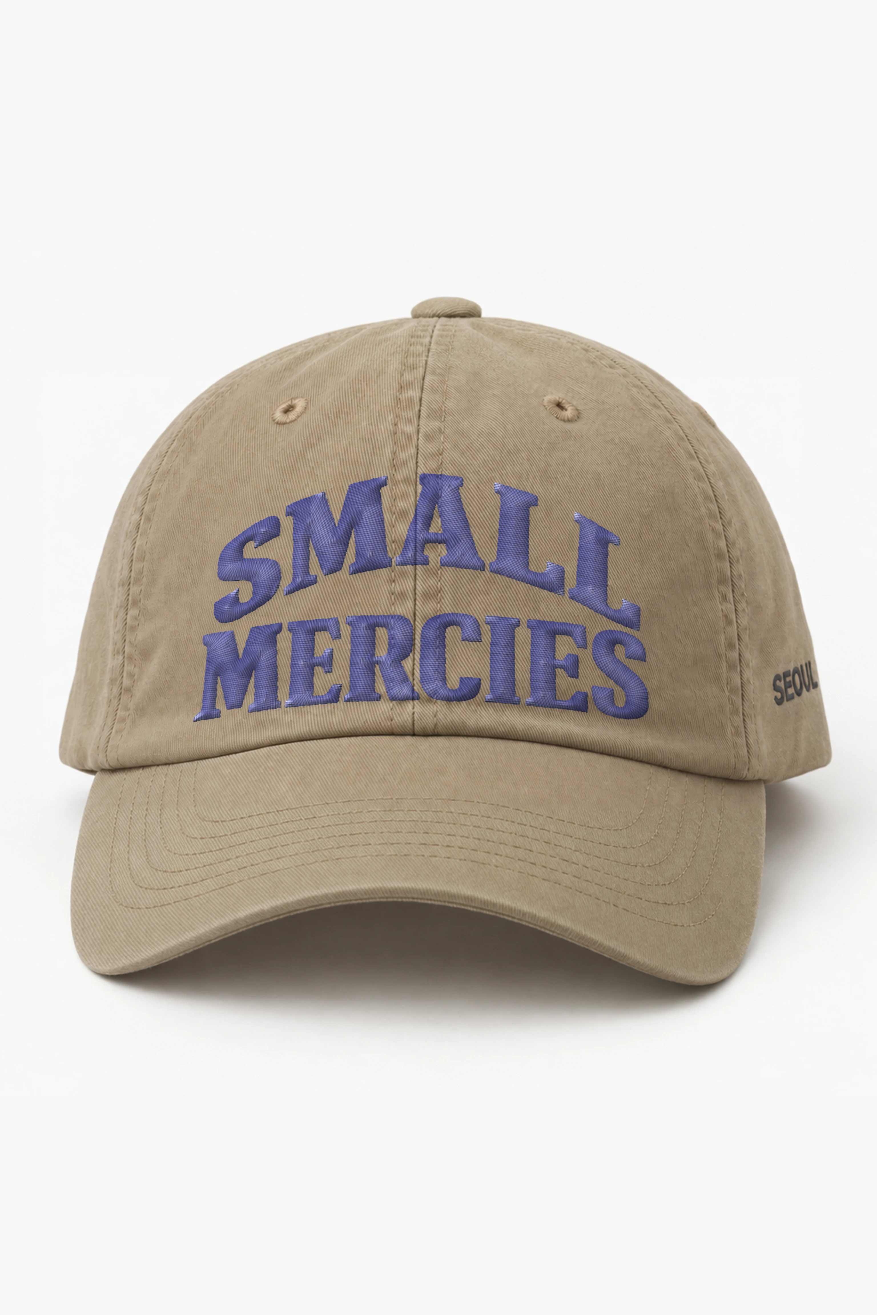 "Small Mercies" Classic Dad Hat · Embroidered — khaki/cap-front