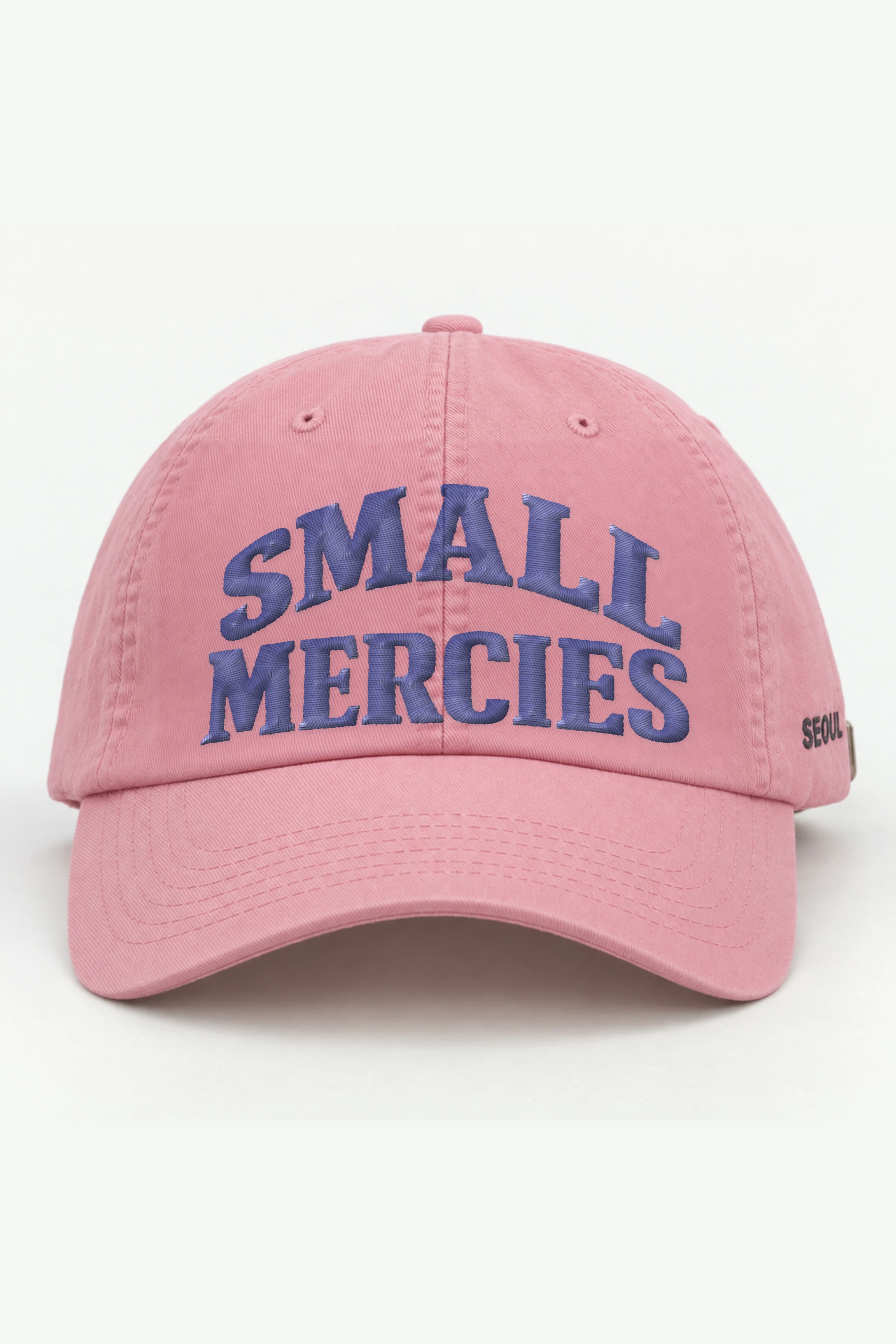 "Small Mercies" Classic Dad Hat · Embroidered — pink/cap-front
