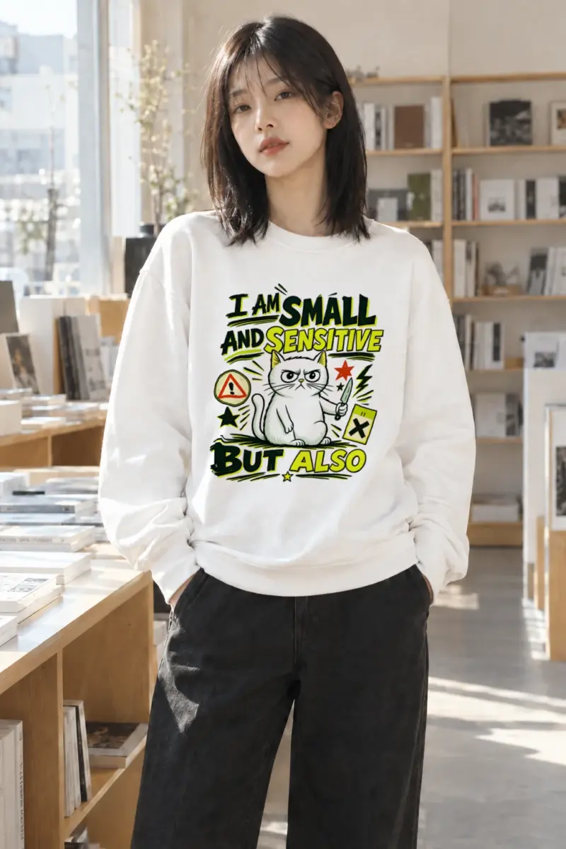 "Small Sensitive Cat" Heavy Blend Unisex Crewneck Sweatshirt | Gildan 18000
