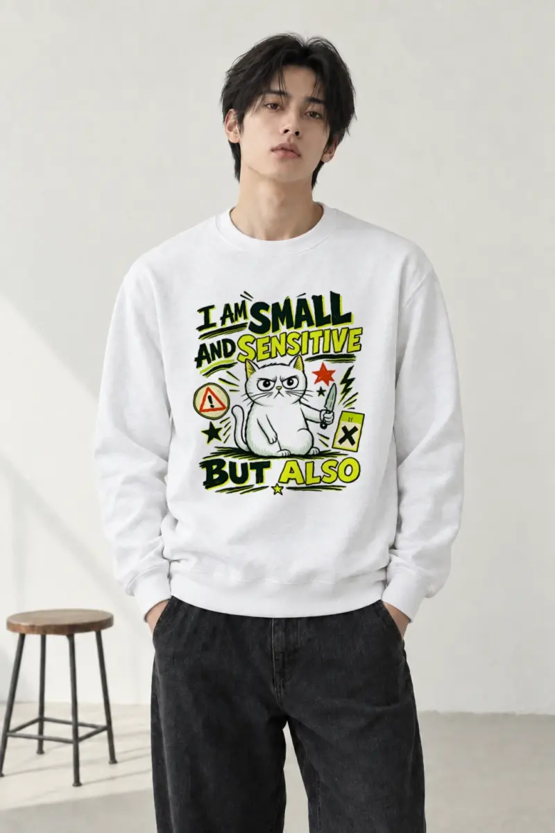 "Small Sensitive Cat" Heavy Blend Unisex Crewneck Sweatshirt