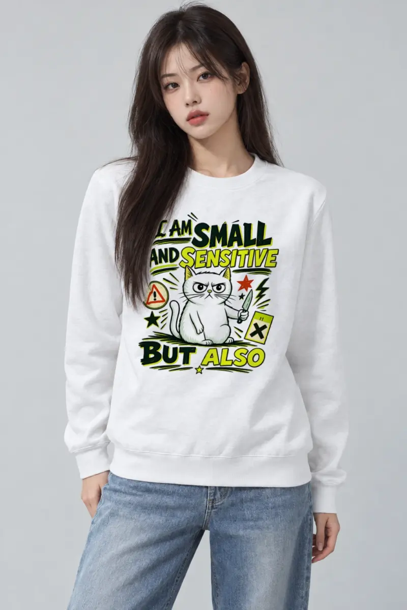 "Small Sensitive Cat" Heavy Blend Unisex Crewneck Sweatshirt