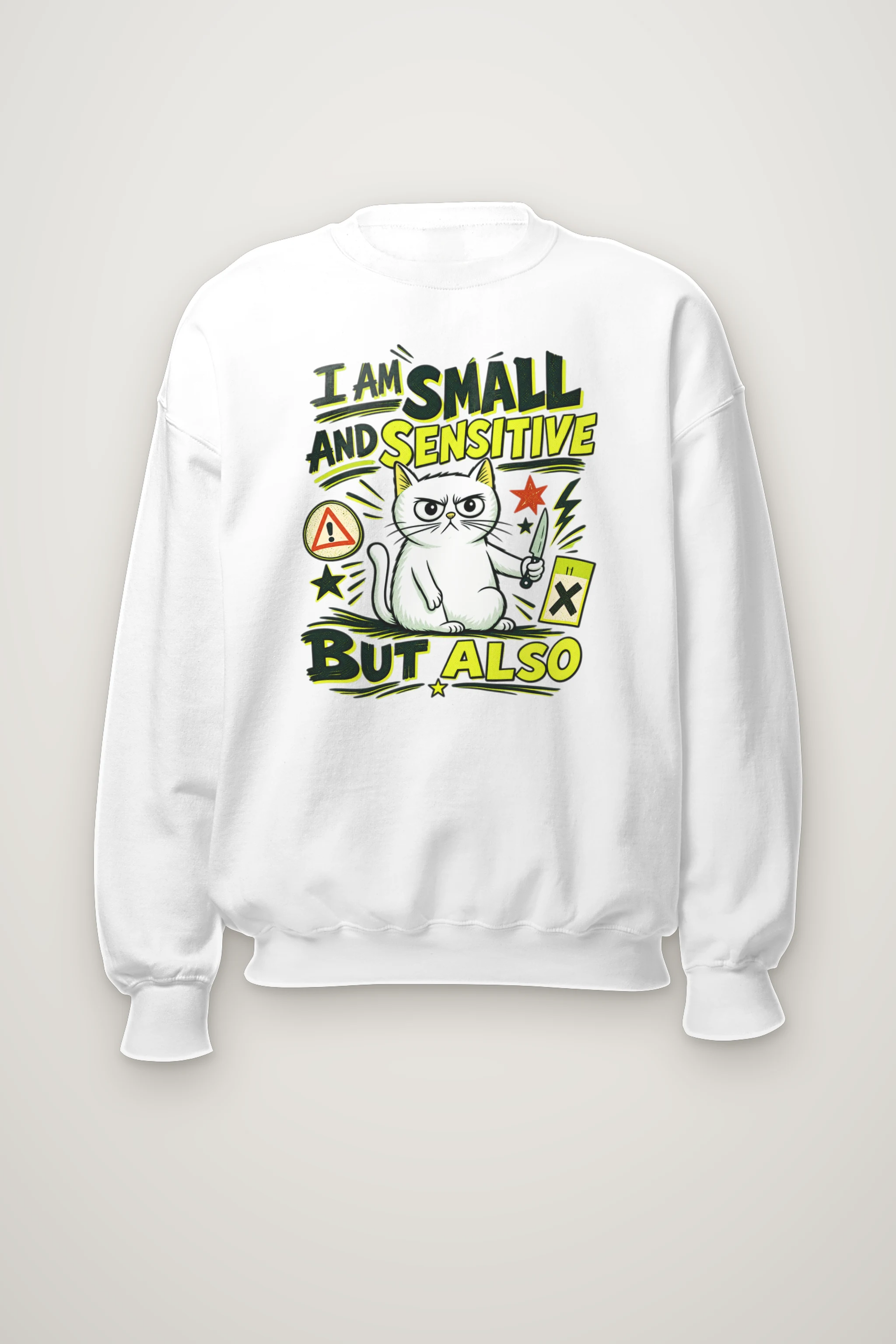 "Small Sensitive Cat" Heavy Blend Unisex Crewneck Sweatshirt