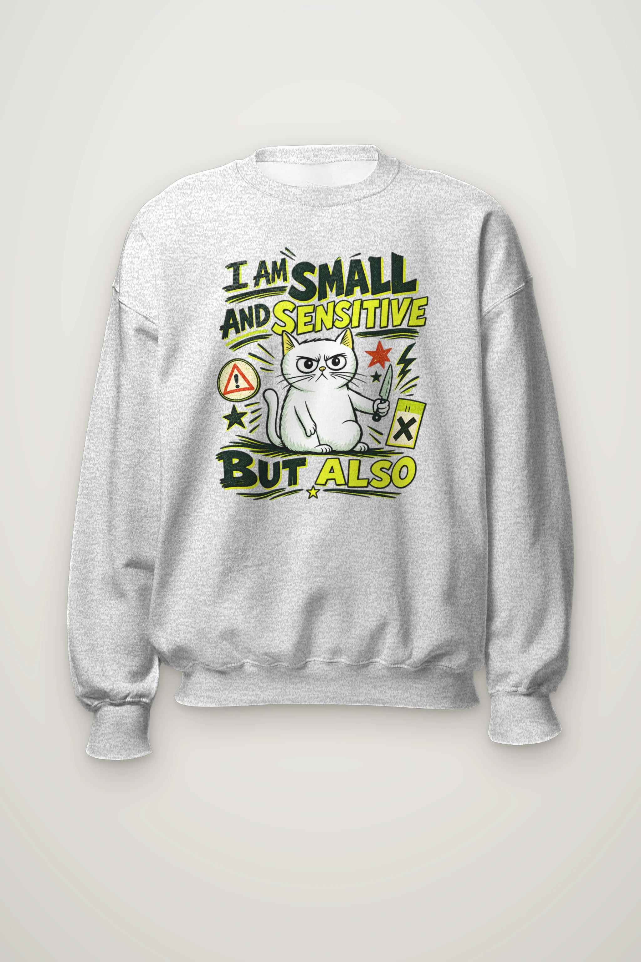 "Small Sensitive Cat" Heavy Blend Unisex Crewneck Sweatshirt