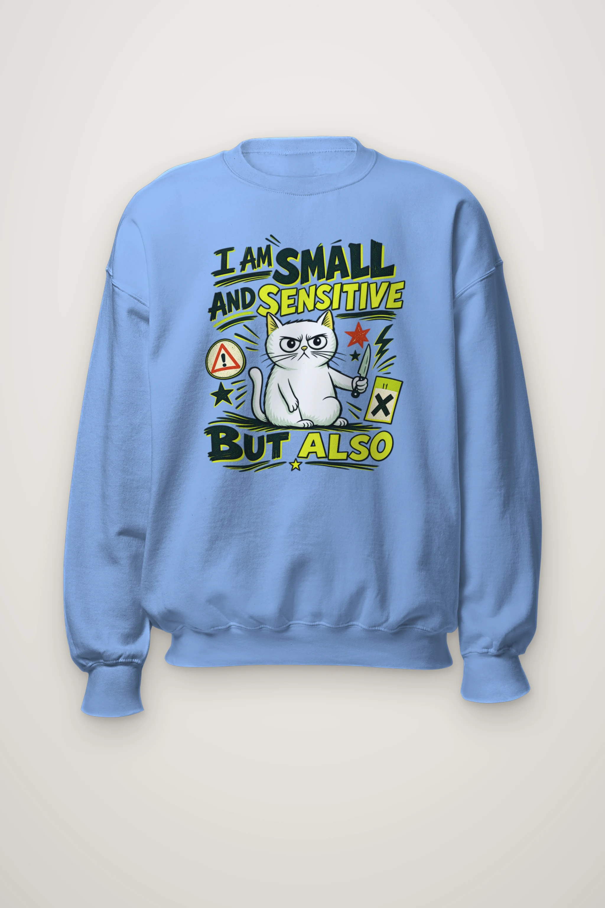 "Small Sensitive Cat" Heavy Blend Unisex Crewneck Sweatshirt