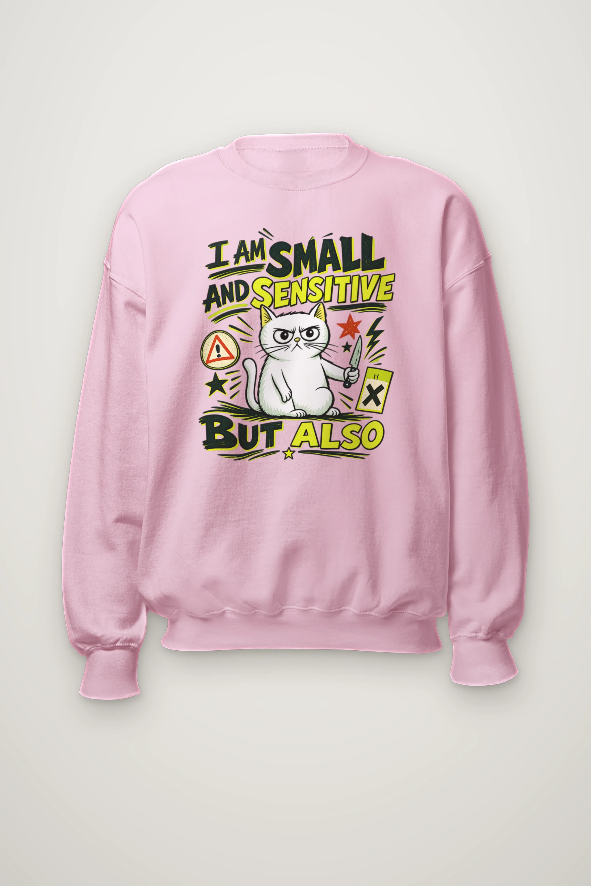"Small Sensitive Cat" Heavy Blend Unisex Crewneck Sweatshirt