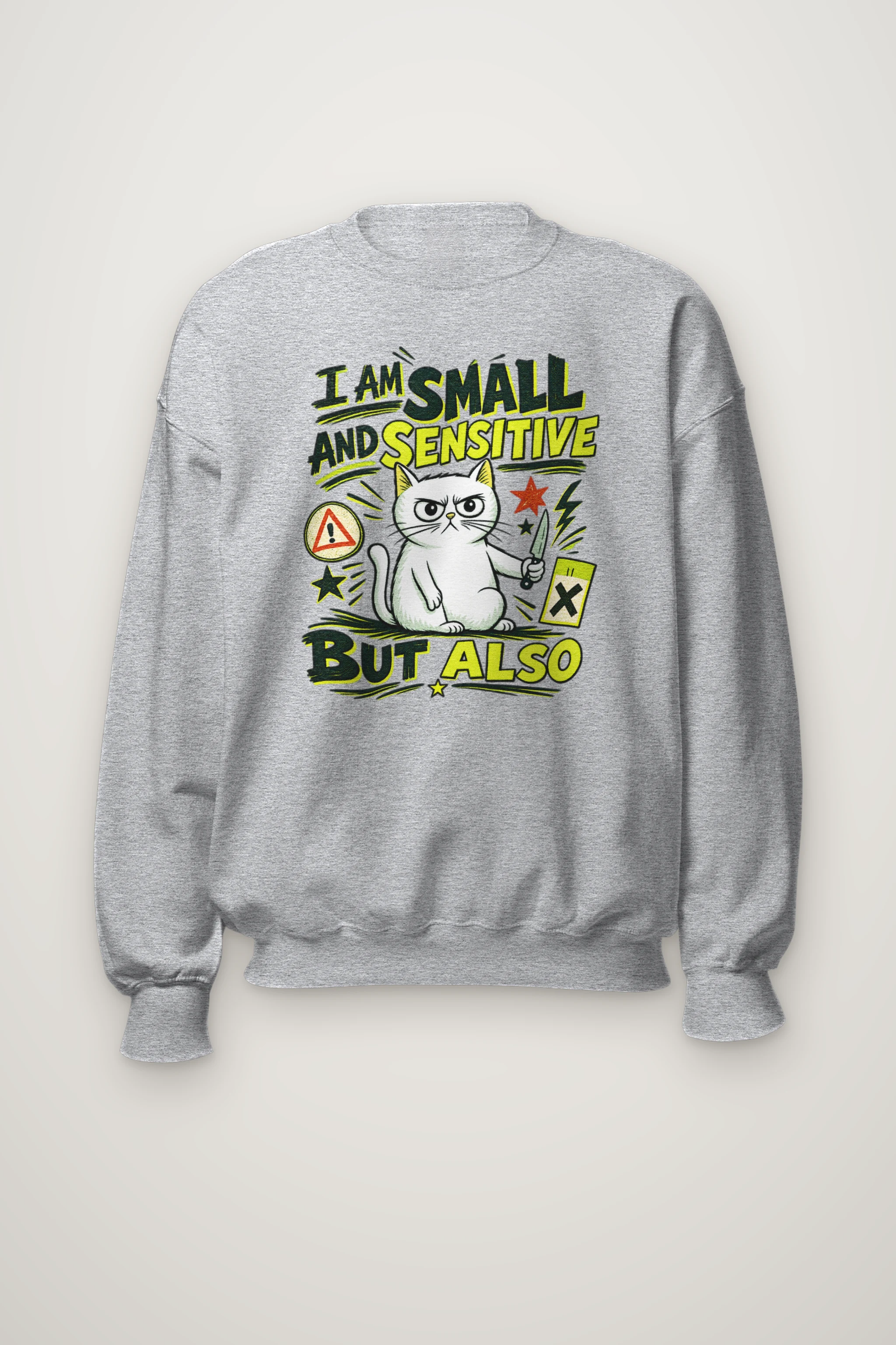 "Small Sensitive Cat" Heavy Blend Unisex Crewneck Sweatshirt