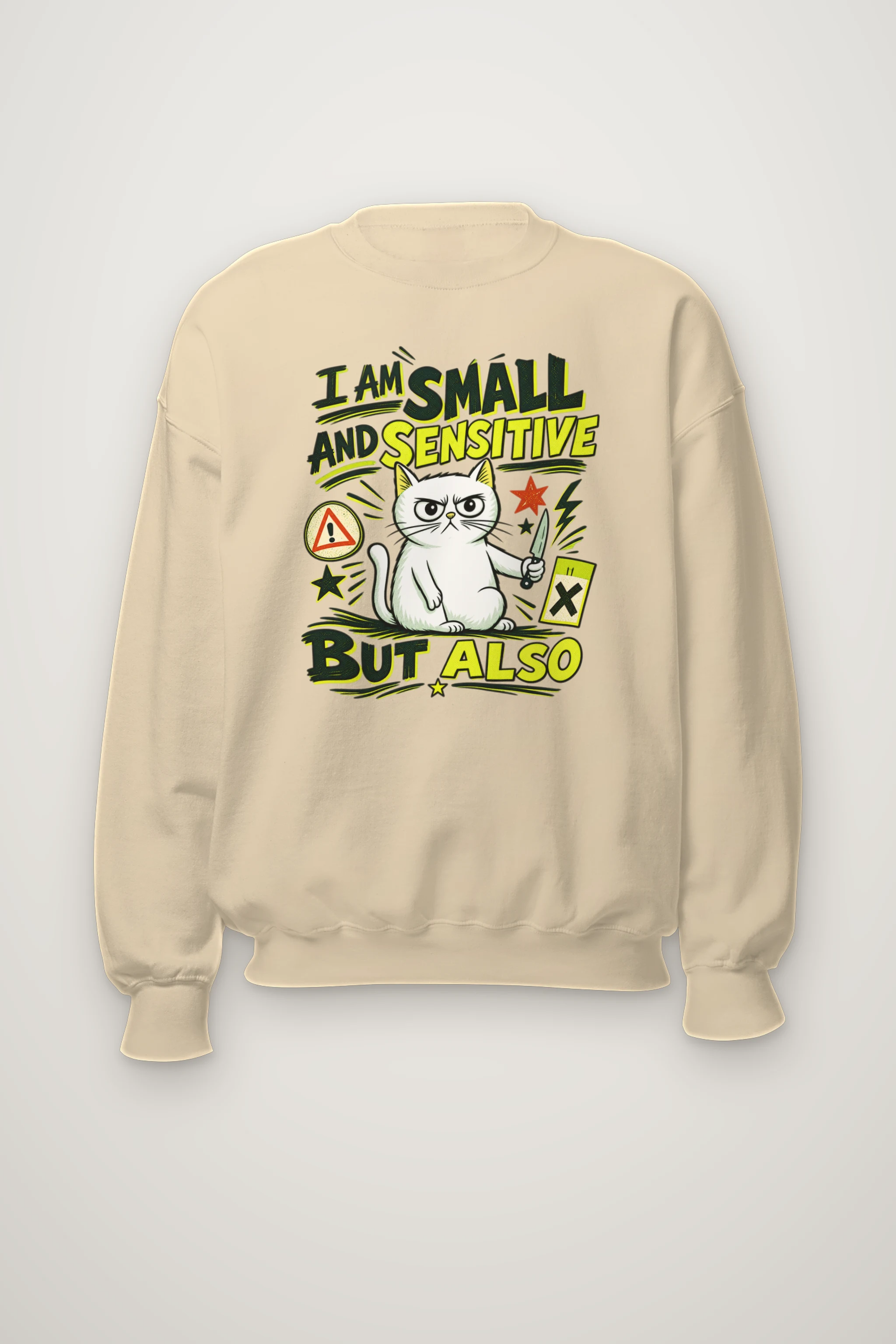 "Small Sensitive Cat" Heavy Blend Unisex Crewneck Sweatshirt