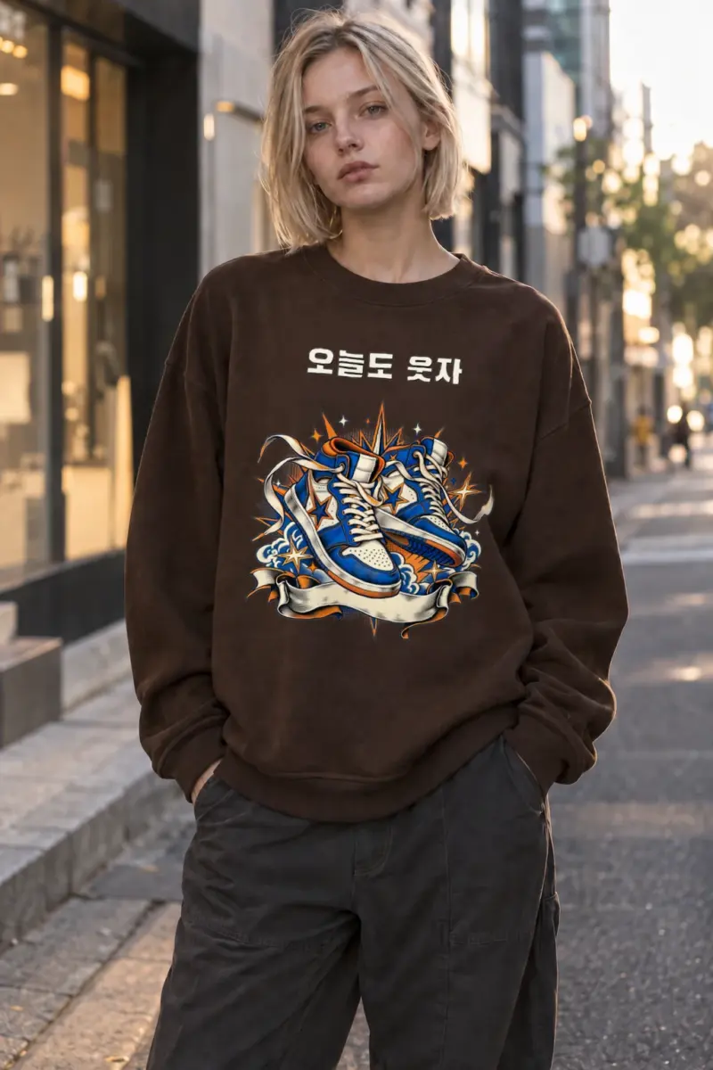 "Smiley Patch High-Tops" Heavy Blend Unisex Crewneck Sweatshirt | Gildan 18000
