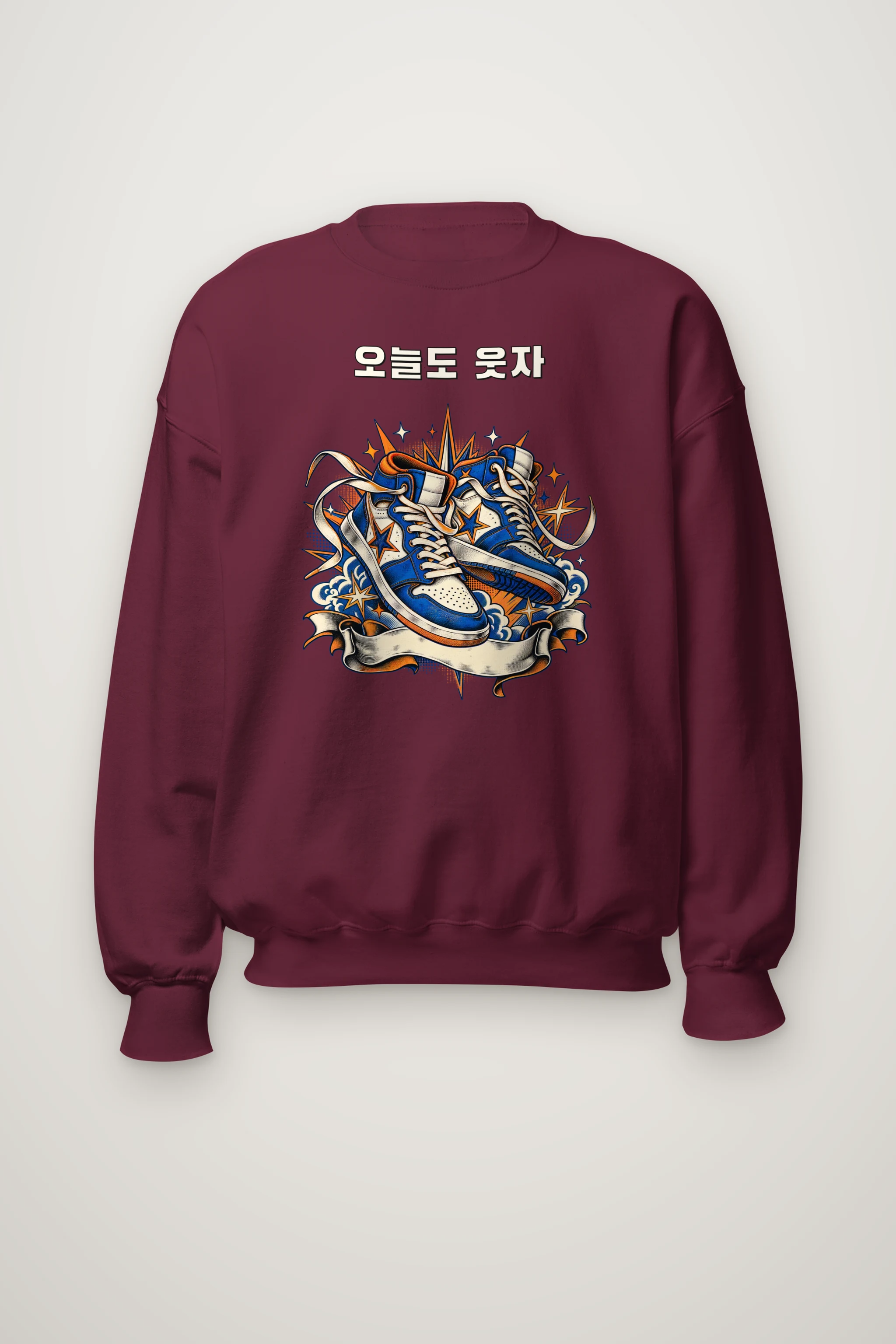 "Smiley Patch High-Tops" Heavy Blend Unisex Crewneck Sweatshirt
