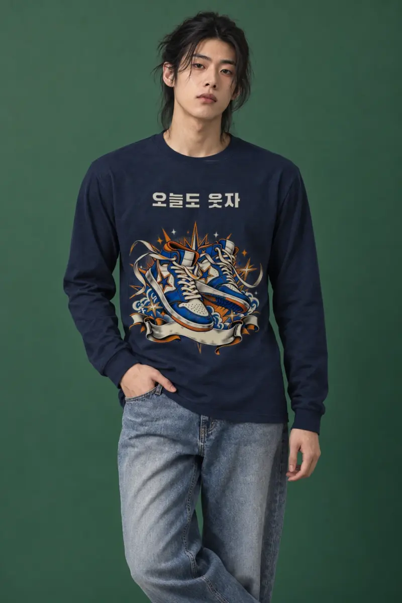 "Smiley Patch High-Tops" Unisex Longsleeve T-shirt