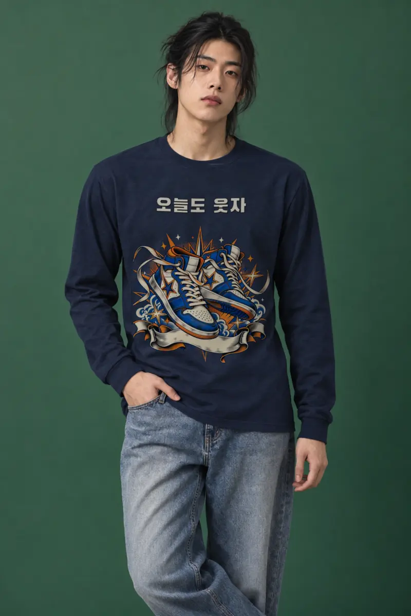 "Smiley Patch High-Tops" Unisex Longsleeve T-shirt