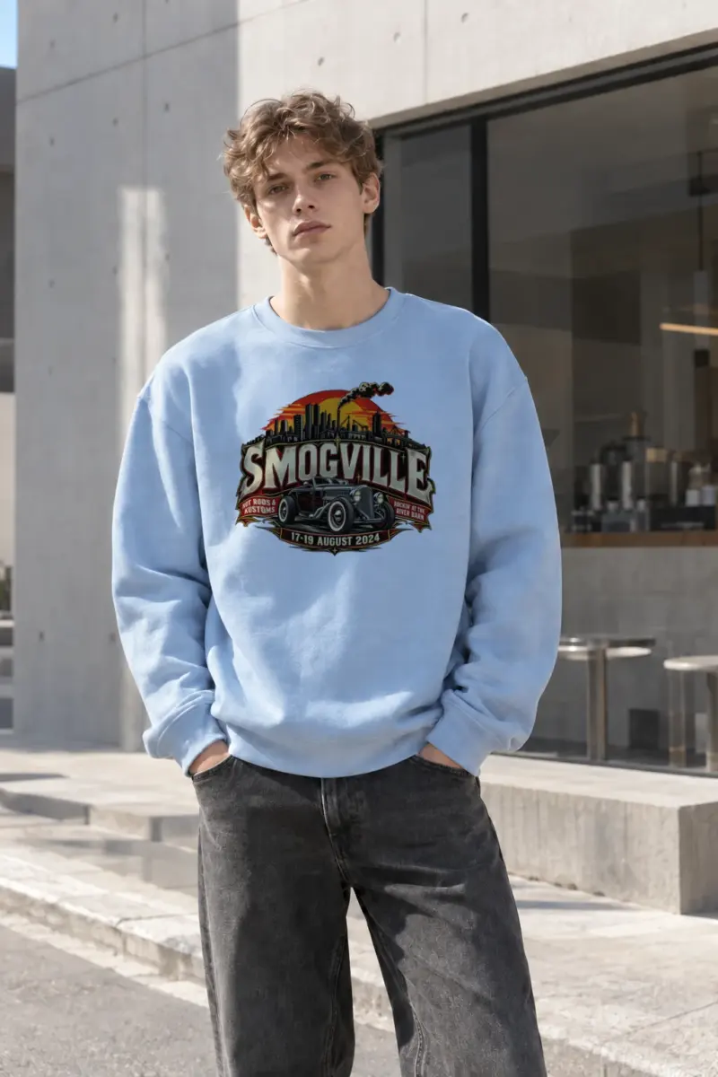 "Smogville Hot Rods" Heavy Blend Unisex Crewneck Sweatshirt | Gildan 18000