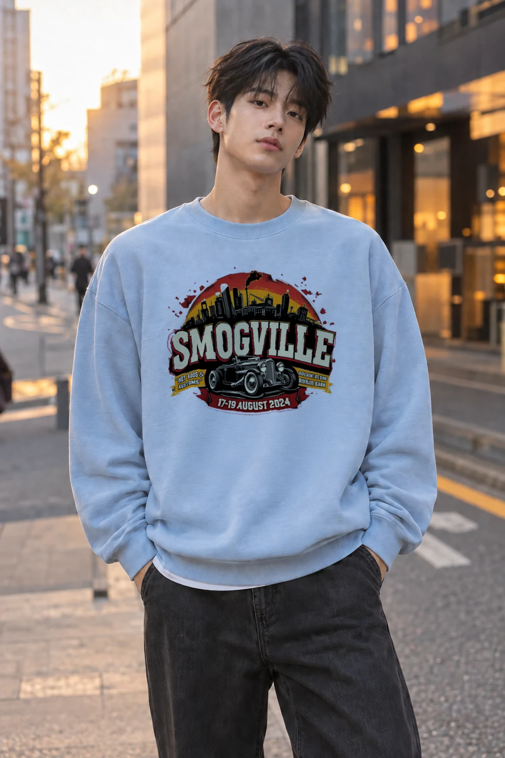 "Smogville Hot Rods" Heavy Blend Unisex Crewneck Sweatshirt | Gildan 18000