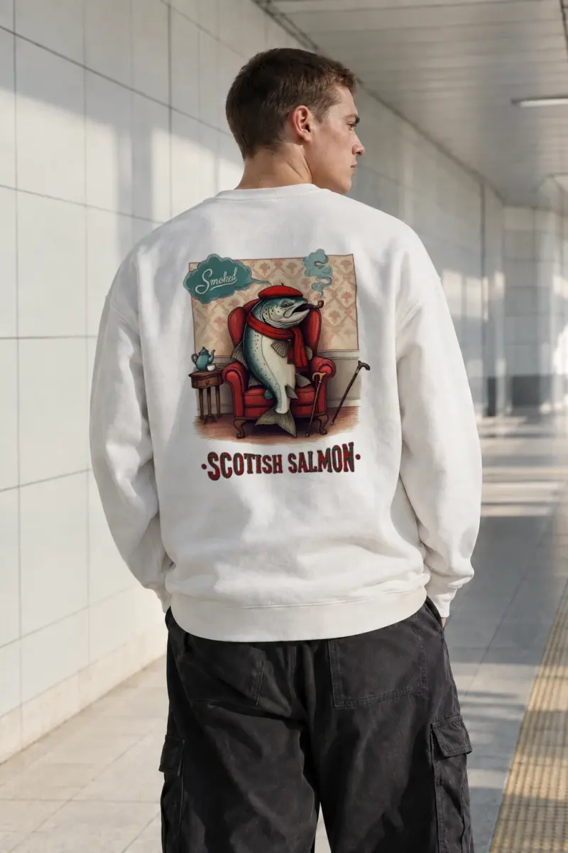 “Smoked Scottish Salmon” Heavy Blend Unisex Crewneck Sweatshirt | Gildan 18000