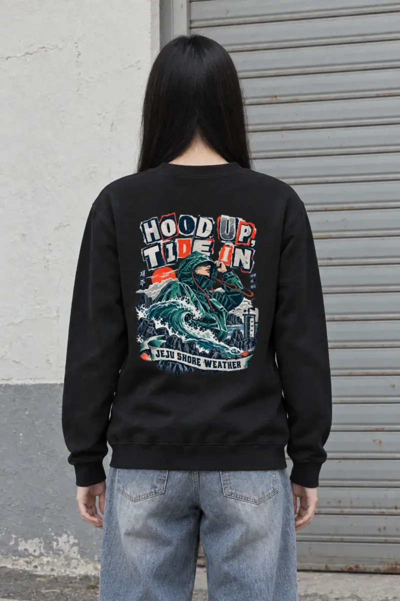 "Hood Up, Tide In" Heavy Blend Unisex Crewneck Sweatshirt