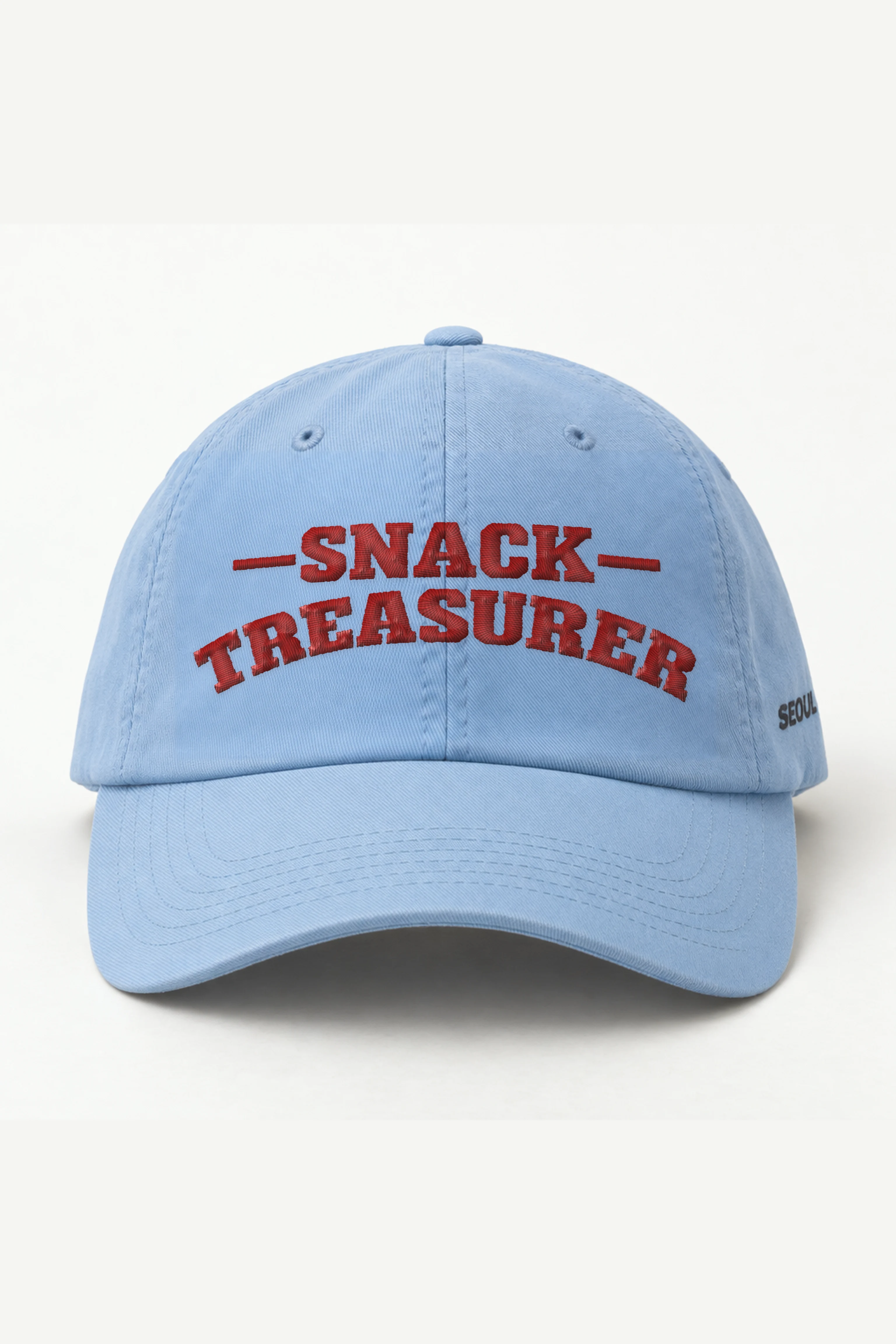 "Snack Treasurer" Classic Dad Hat · Embroidered — light-blue/cap-front