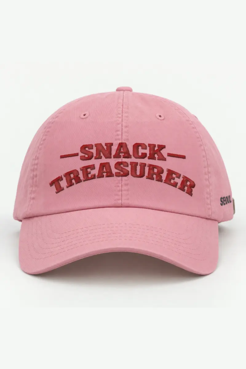 "Snack Treasurer" Classic Dad Hat · Embroidered — pink/cap-front