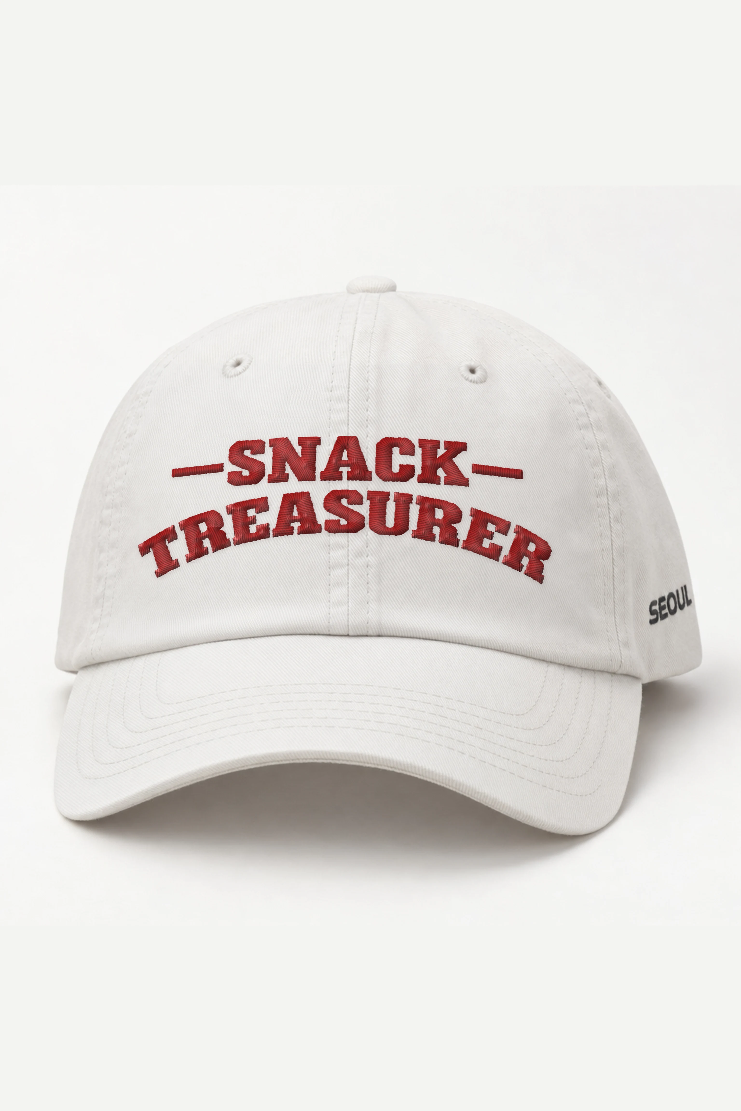 "Snack Treasurer" Classic Dad Hat · Embroidered — white/cap-front
