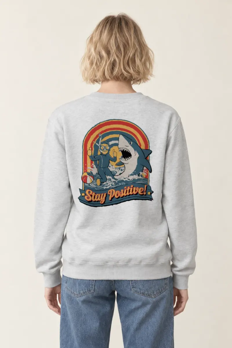 "Snorkeler And Shark" Heavy Blend Unisex Crewneck Sweatshirt | Gildan 18000