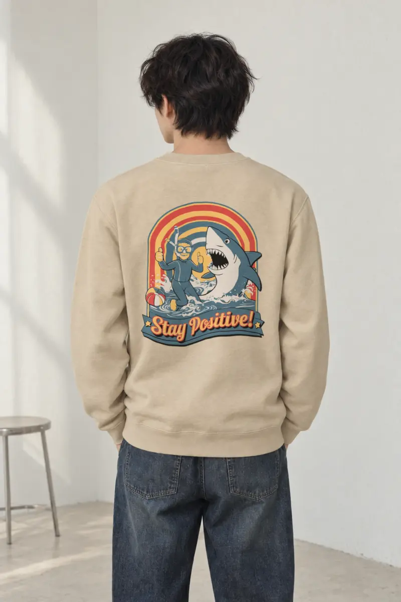 "Snorkeler And Shark" Heavy Blend Unisex Crewneck Sweatshirt