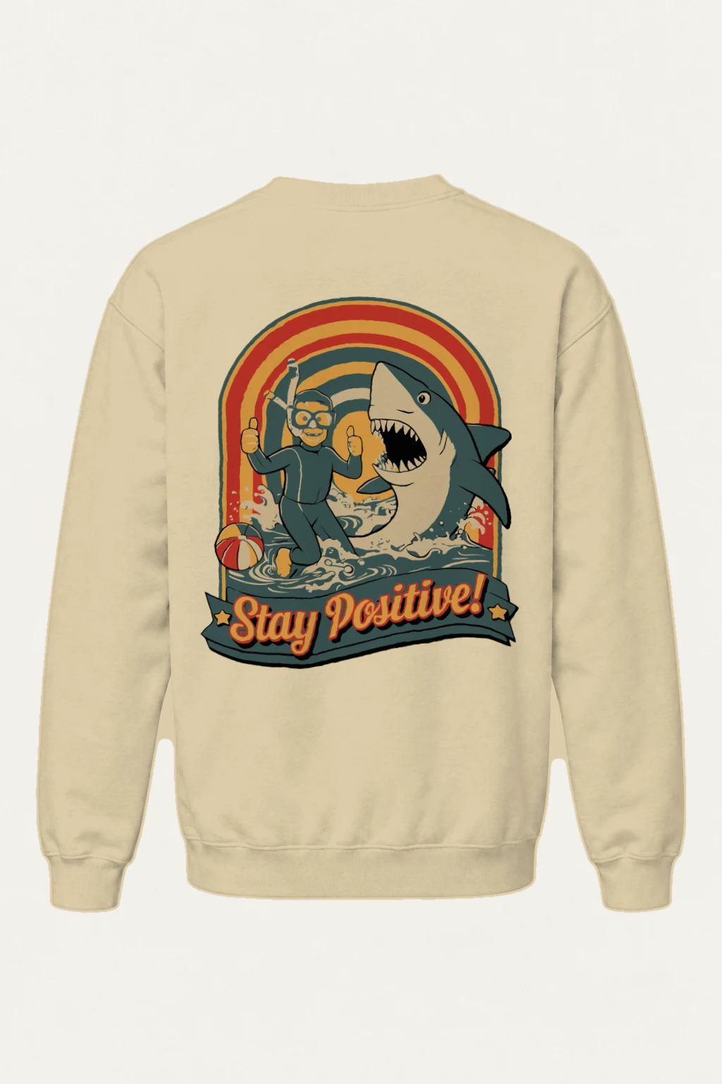 "Snorkeler And Shark" Heavy Blend Unisex Crewneck Sweatshirt | Gildan 18000