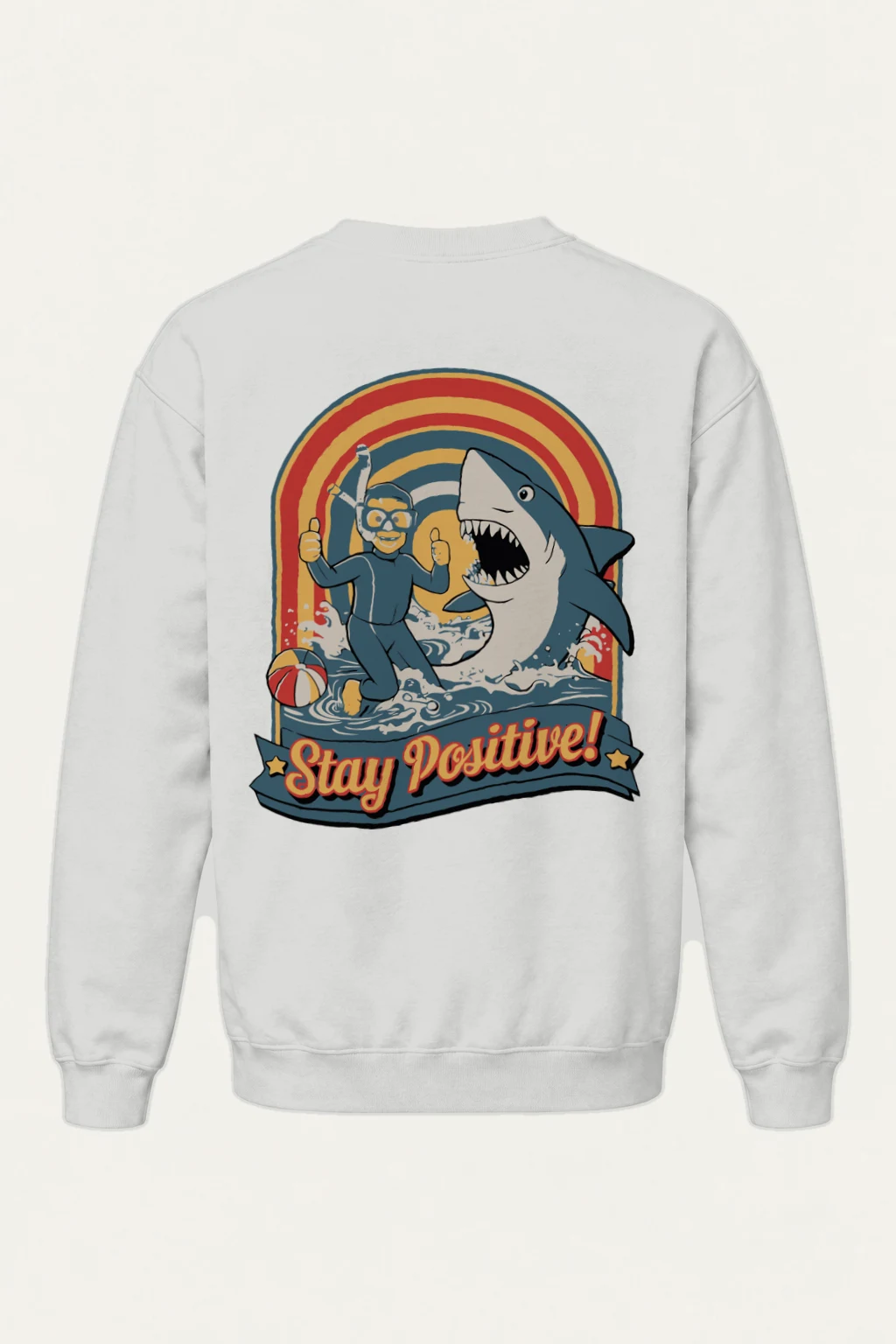 "Snorkeler And Shark" Heavy Blend Unisex Crewneck Sweatshirt | Gildan 18000