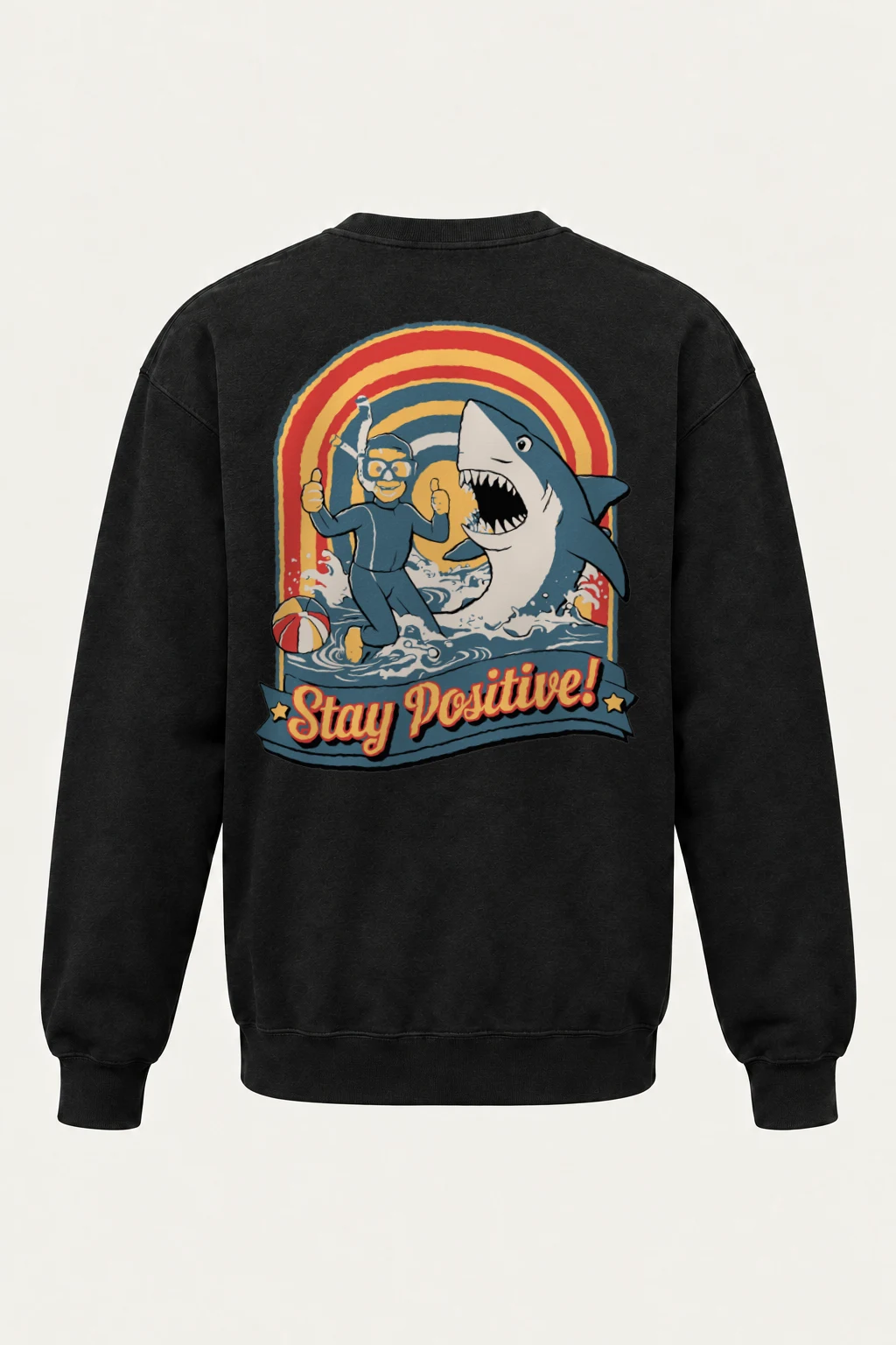 "Snorkeler And Shark" Heavy Blend Unisex Crewneck Sweatshirt | Gildan 18000
