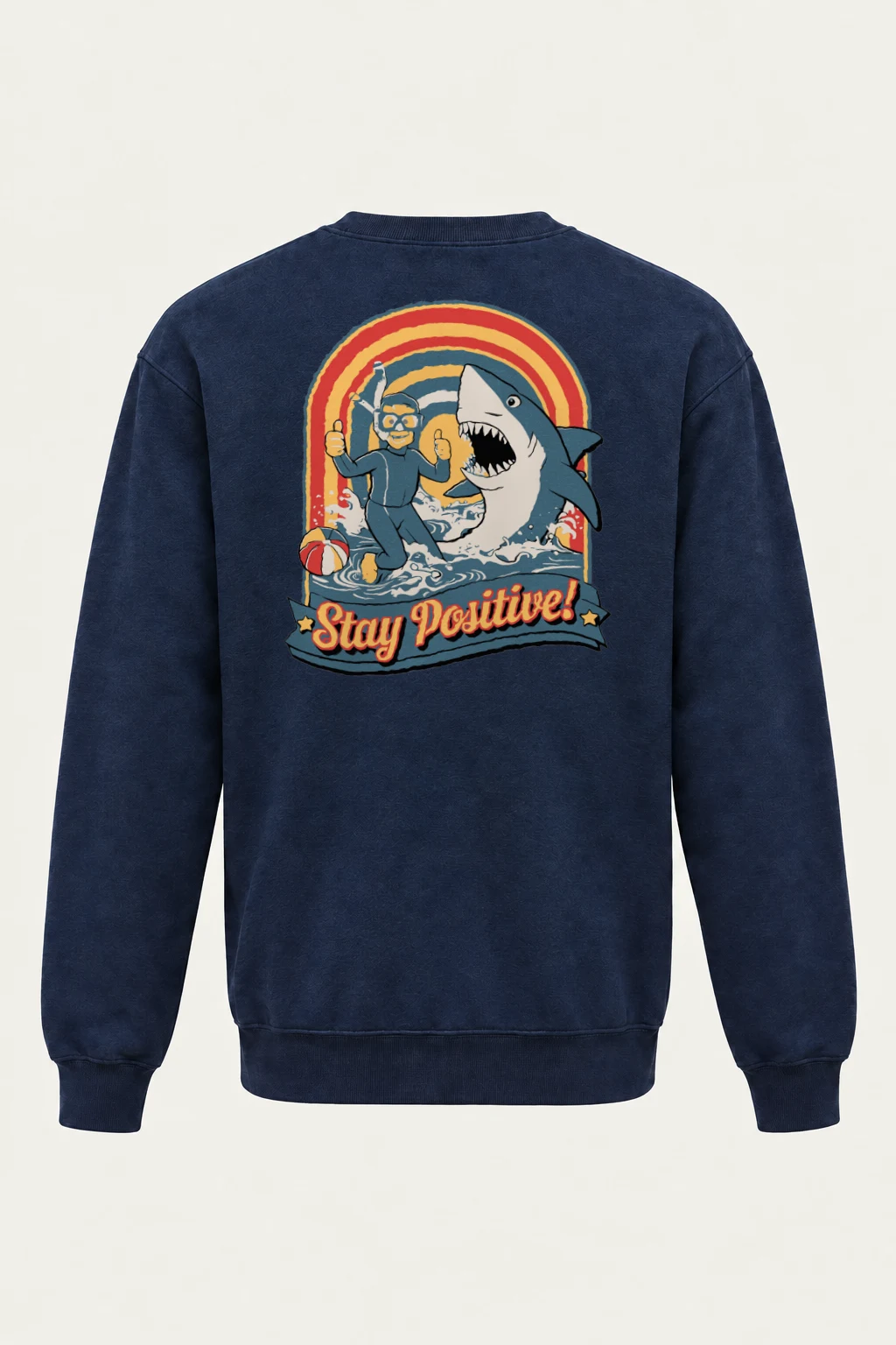 "Snorkeler And Shark" Heavy Blend Unisex Crewneck Sweatshirt | Gildan 18000