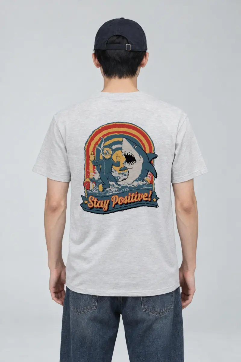 "Snorkeler And Shark" Heavyweight Unisex Crewneck T-shirt | Gildan 5000